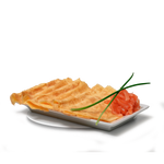Mini omeletjes met gerookte zalm en bieslooksnippers (6 st)